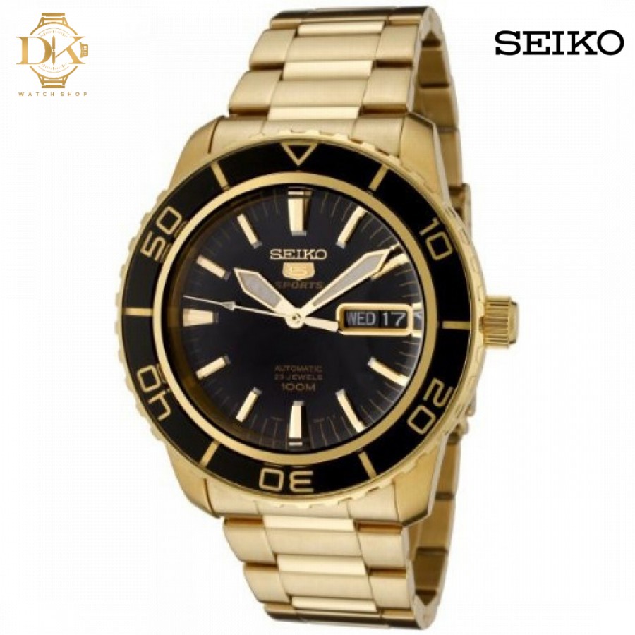 Seiko 5 Sport Automatic SNZH60K1 Gold All Stainless Steel Men's Watch 100m  | Shopee Philippines