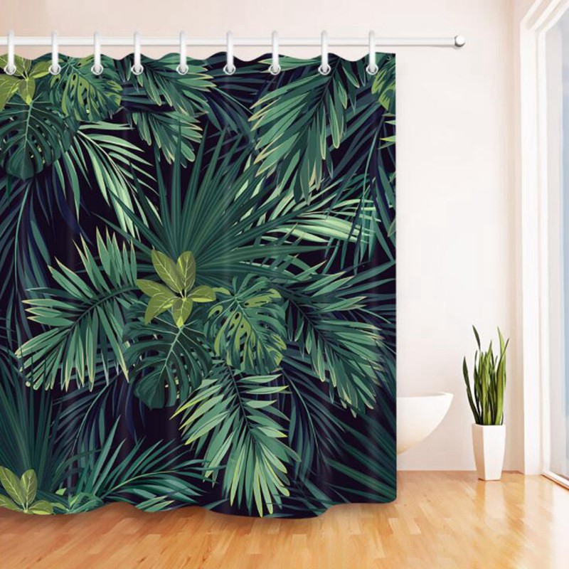 green shower curtain