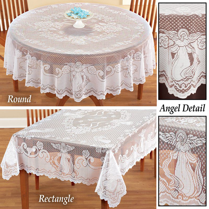 Xhh95dd Angel Lace Tablecloth Rectangle, Round Lace Table Runner