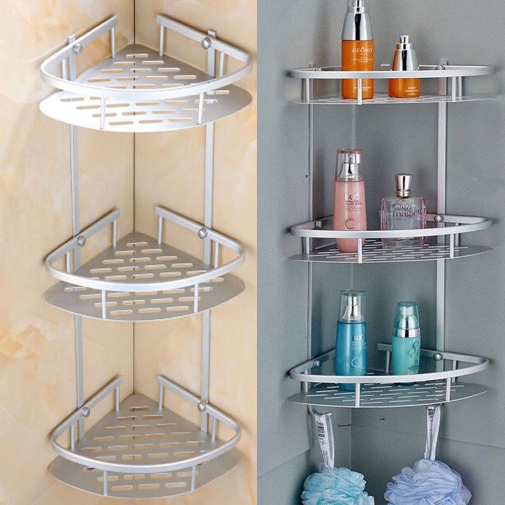 3 Layer Corner Bathroom Rack Triangular Bathroom Corner Organizer Rack ...