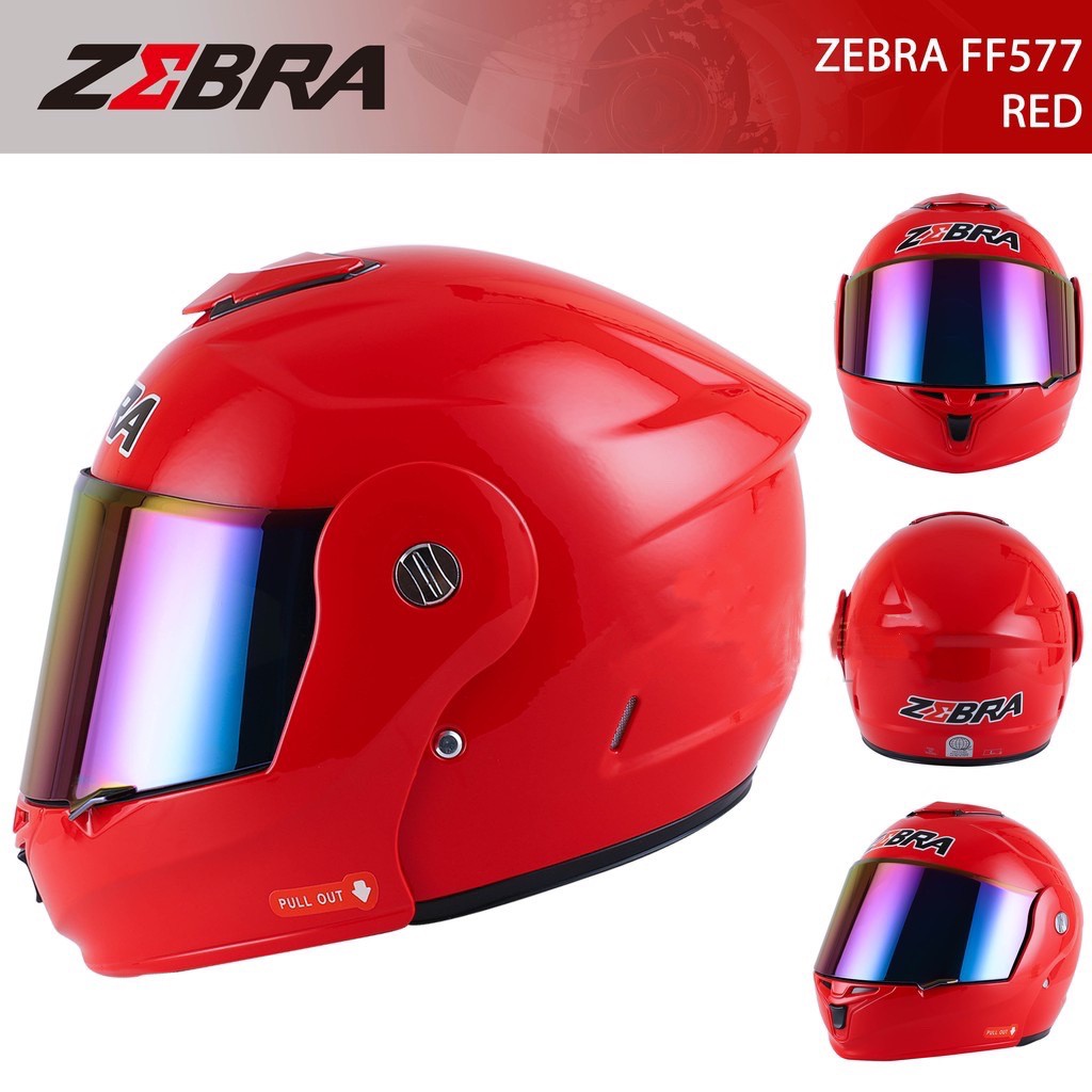 ZEBRA FF577 Modular Tinted Visor Full Face Helmet With 6Color Size