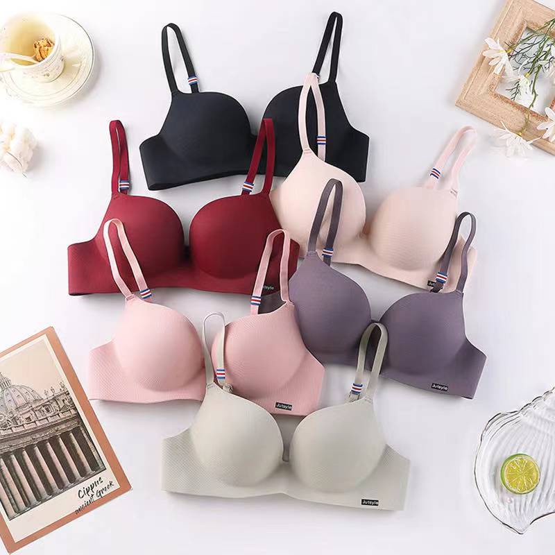 Summer light and small chest gathered comfort simple bra push up ...