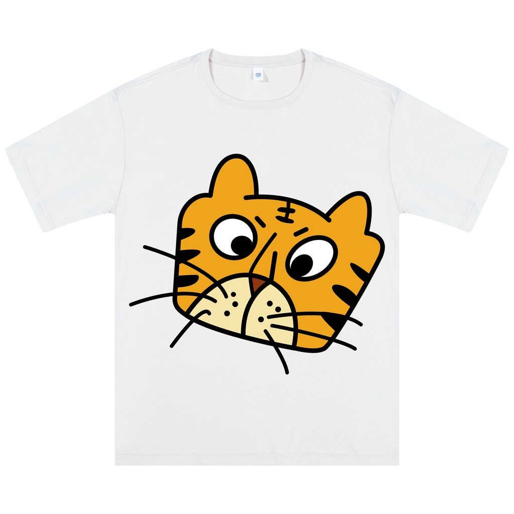 Cartoon tiger head men's and women's T-shirt
