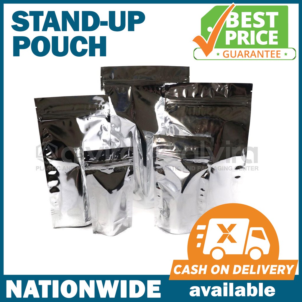 100pcs/pack Resealable Metallized Stand Up Pouch with Ziplock | Shopee ...