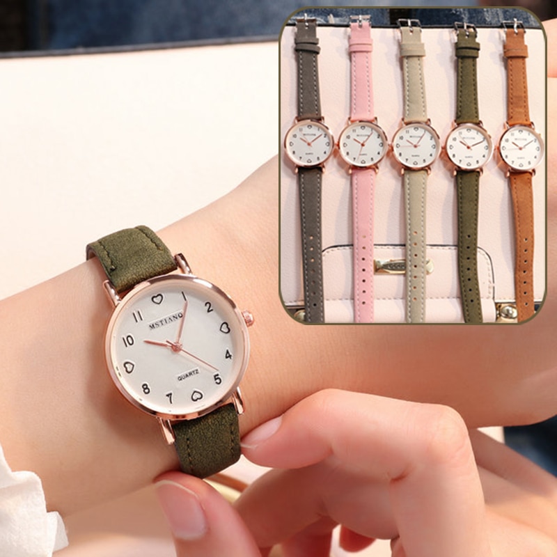 ladies wrist watch with leather belt