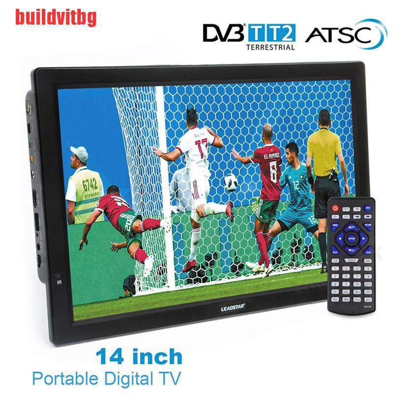 2022 [Authentic]{buildvitbg}14 inch HD Portable TV DVBT2 ATSC Digital Analog Television Mini