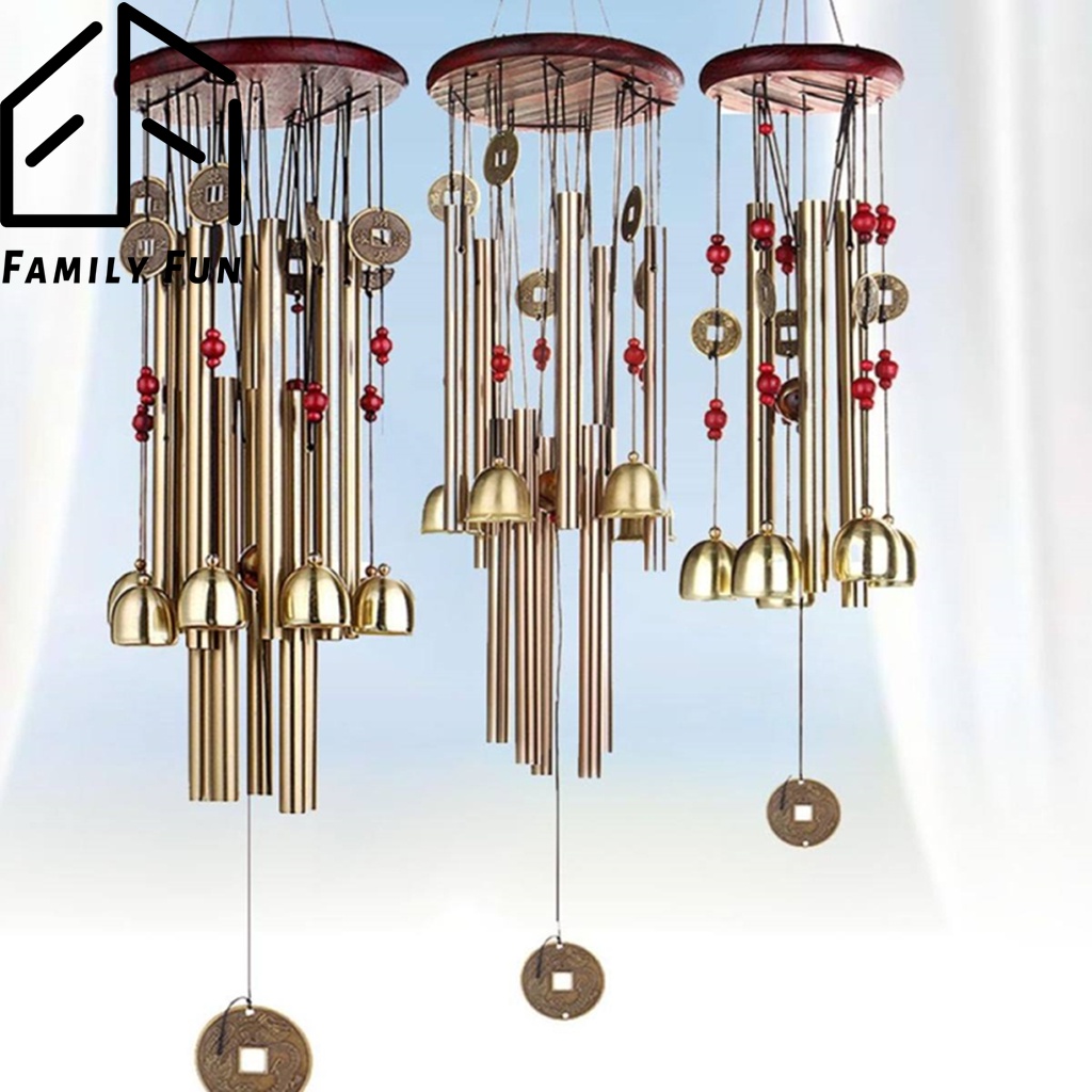 Bronze Big Metal Bells Wind Chime Feng Shui Home Garden Hanging