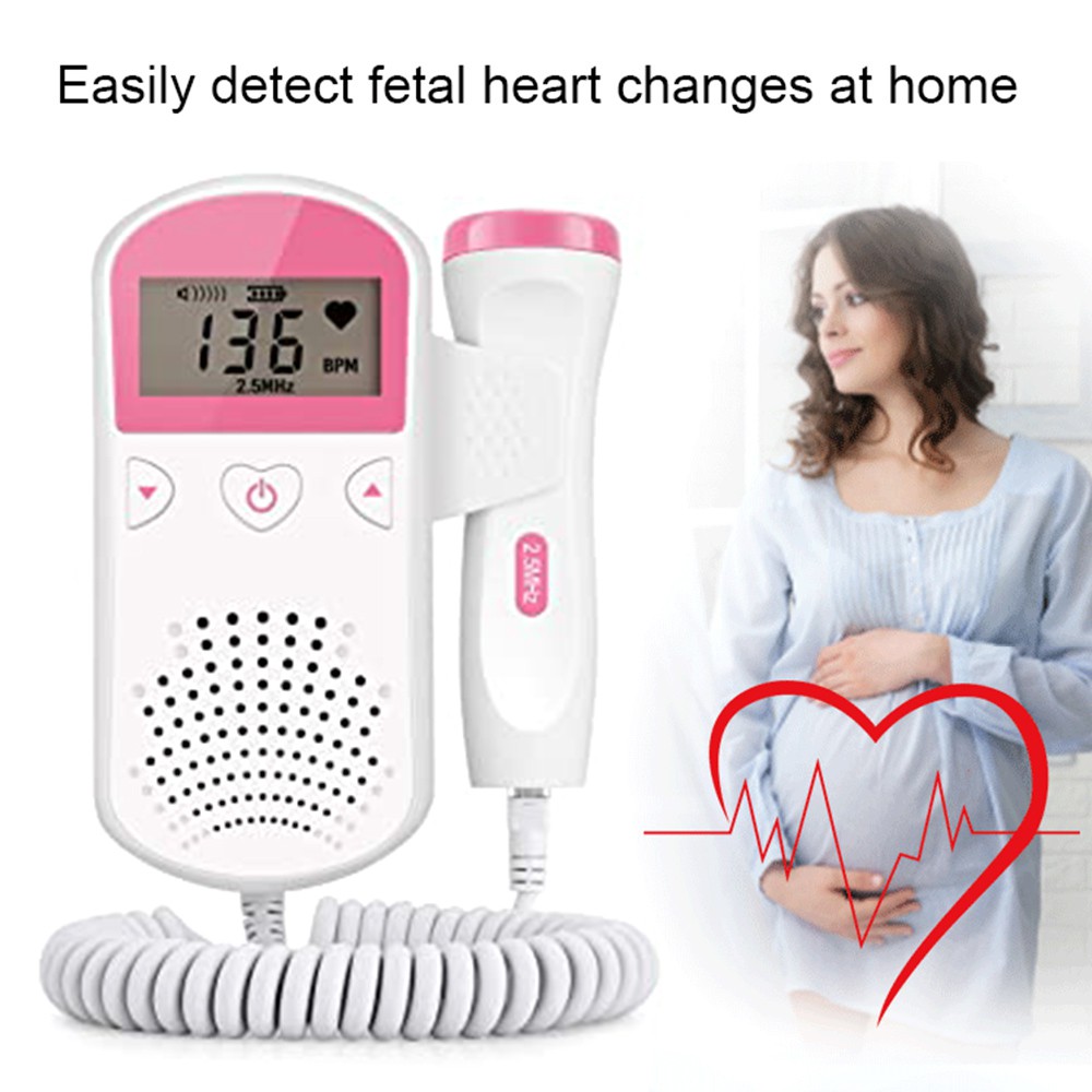 Ultrasound Doppler Fetal Heart Rate Monitor Potable Baby Heart Detector ...