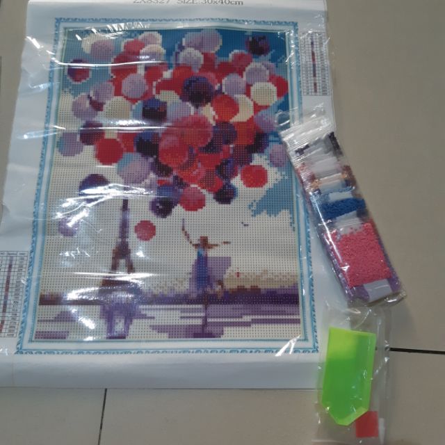 FULL BEADS 30x40cm Paris Eiffel Tower and Baloons ZX8327 DIY adult diamond stitch painting art kit