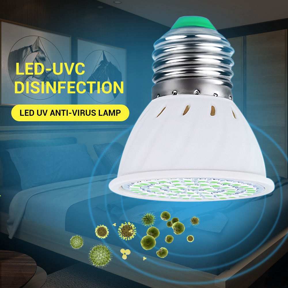 UV Desinfection Lamp E27 Led Germicidal Light UVC Lamp Sterilizer 72 ...