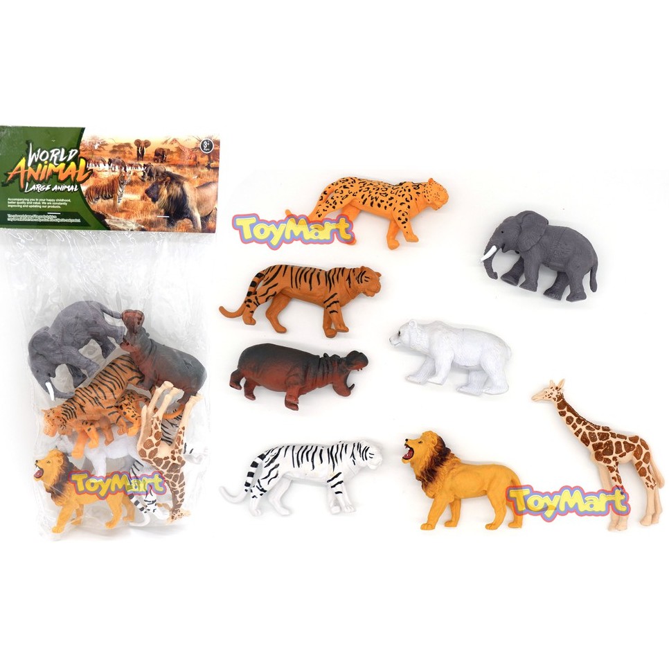 8pcs Safari World Animal Rubber Animals Figure Model Play Set Toy  Caketopper Zoo Tiger Lion Giraffe | Shopee Philippines