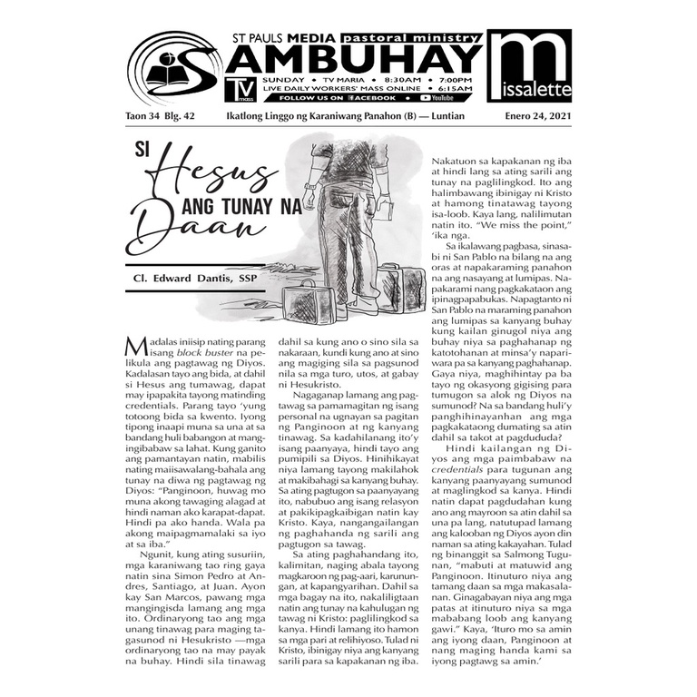 Sambuhay Missalette Liturgical Aid During Holy Mass 1Set January 2022 