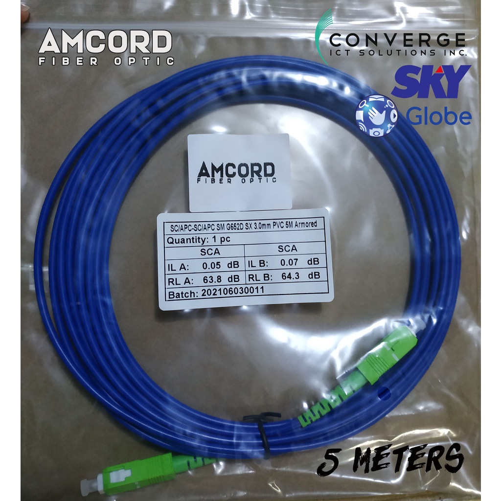 ARMORED Converge/ PLDT Fiber Optic Patch Cord/Cable 5 meters Anti ...