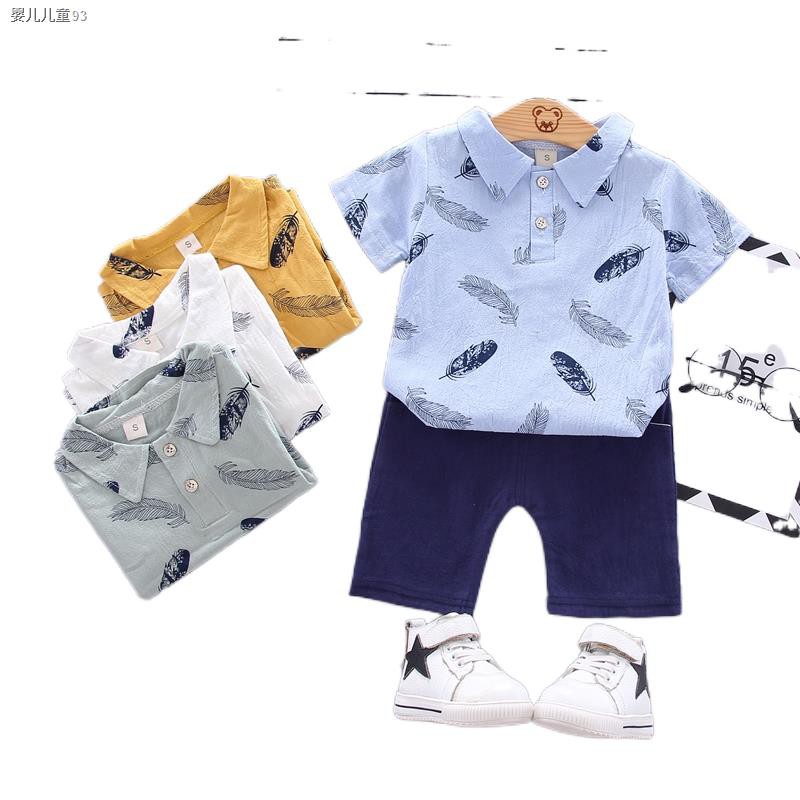 ♟ baby boy clothes kids terno set casual Short sleeve + denim shorts