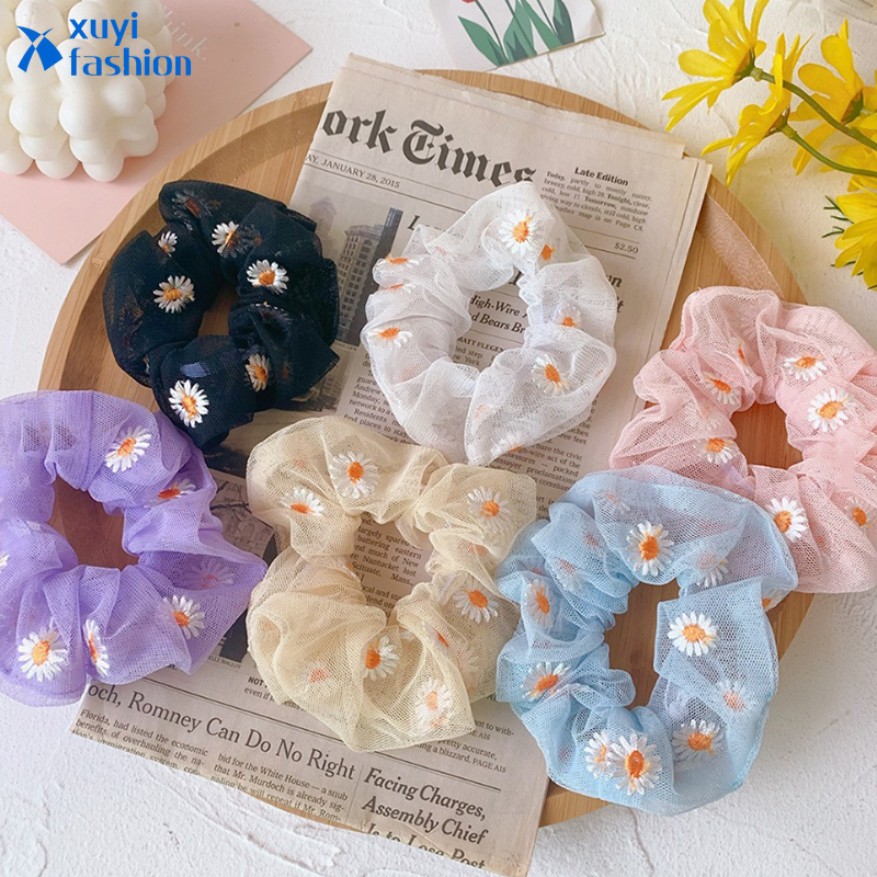 flower hair scrunchies