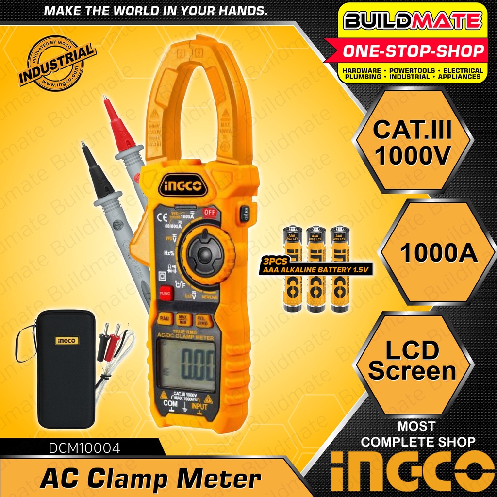 INGCO Digital AC Clamp Meter 1000Amp 6000C AC Current AC/DC Voltage