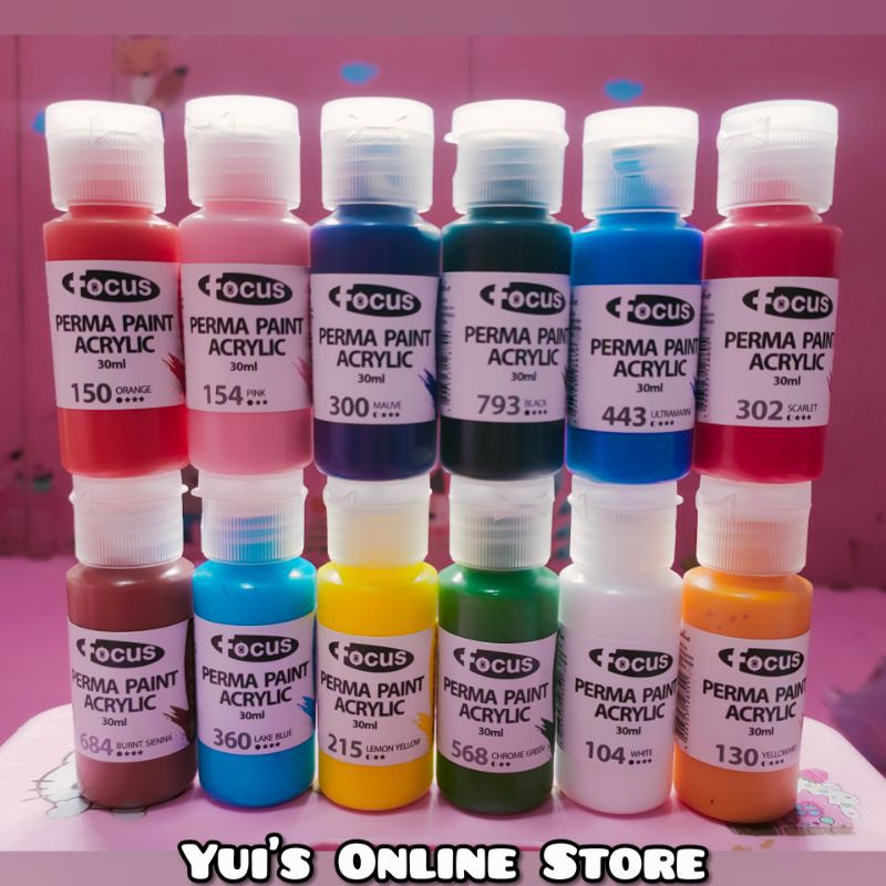 Focus Perma Paint Acrylic 12pcs in Bottle | Shopee Philippines