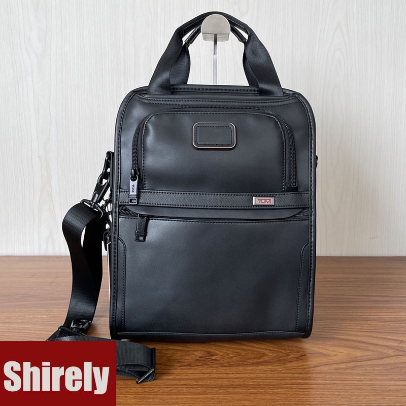 【Shirely.ph】【Ready Stock】TUMI Alpha 3 all leather men's business casual messenger shoulder bag  extension bag leather bag