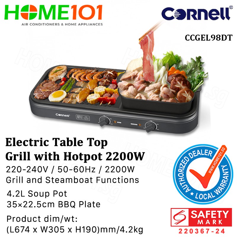 Cornell Electric Table Top Grill With Hotpot 2200W CCGEL98DT Shopee