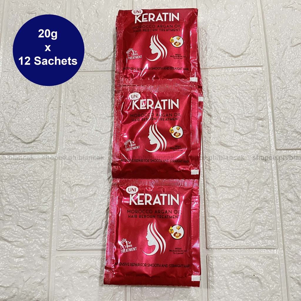 (12 SACHET X 20G) Uni Keratin Red Morocco Argan Oil Treatment Sachet