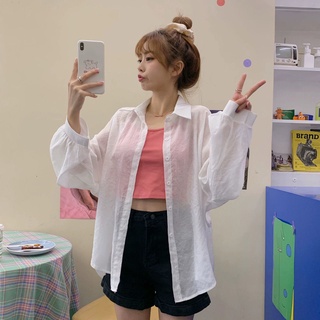 BEST SELLER & COD | Korean Version 2022 Summer New Style Loose Thin Long-Sleeved Shirt Women's One-Neck Outer Wear All-Match Western Sunscreen Jacket #8