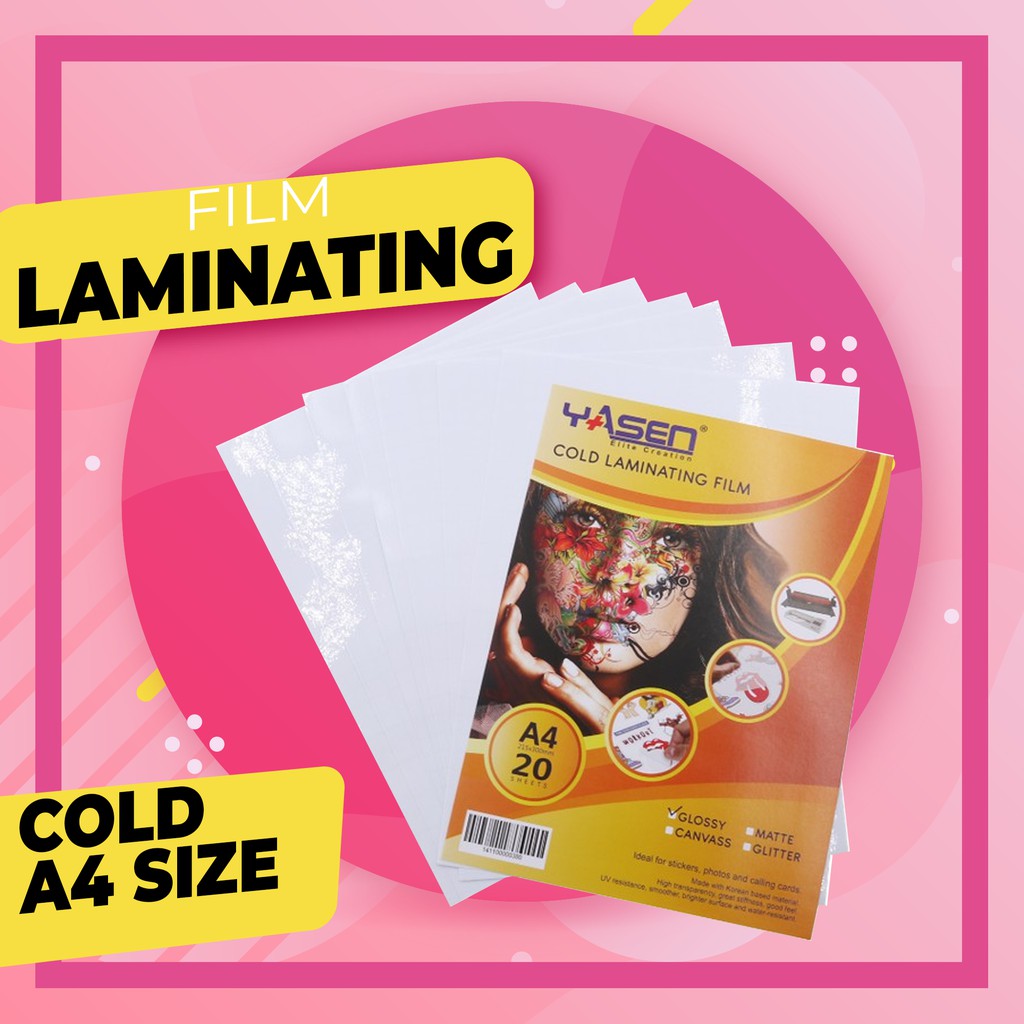 Cold Laminating Film A4 Glossy Satin Glittered Yasen Photo top