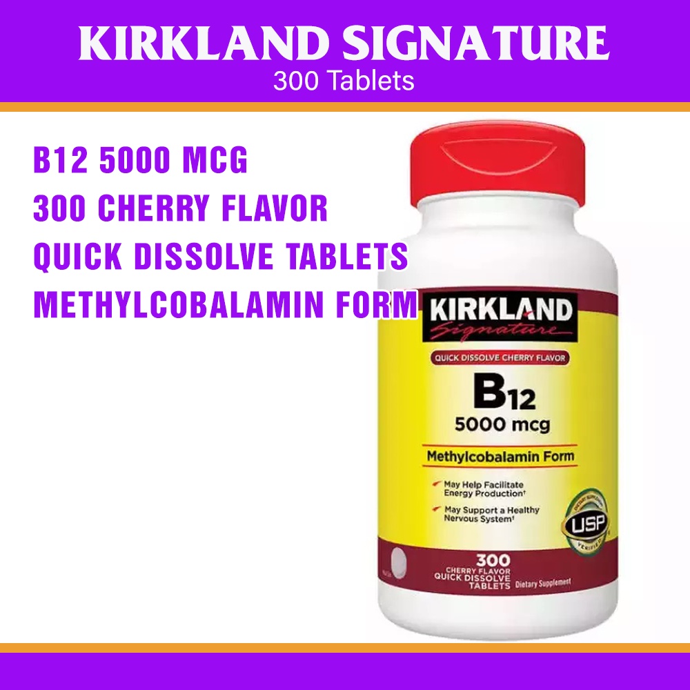 Kirkland Signature B12 5000 mcg, 300 cherry flavor quick dissolve