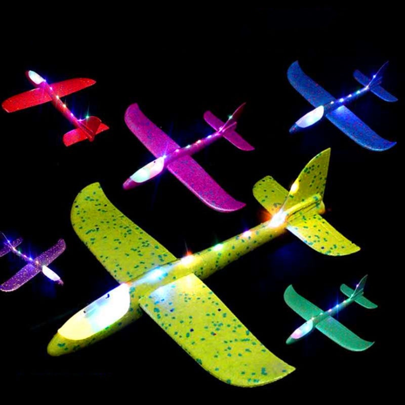 Foam Hand Throwing Airplanes Toy,led Light Up Airplanes Toys For Kids, Manual Throwing Foam