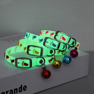 Pet Glowing Collars with Bells Glow at Night Dogs Cats Necklace Light Luminous Neck Ring Accessories