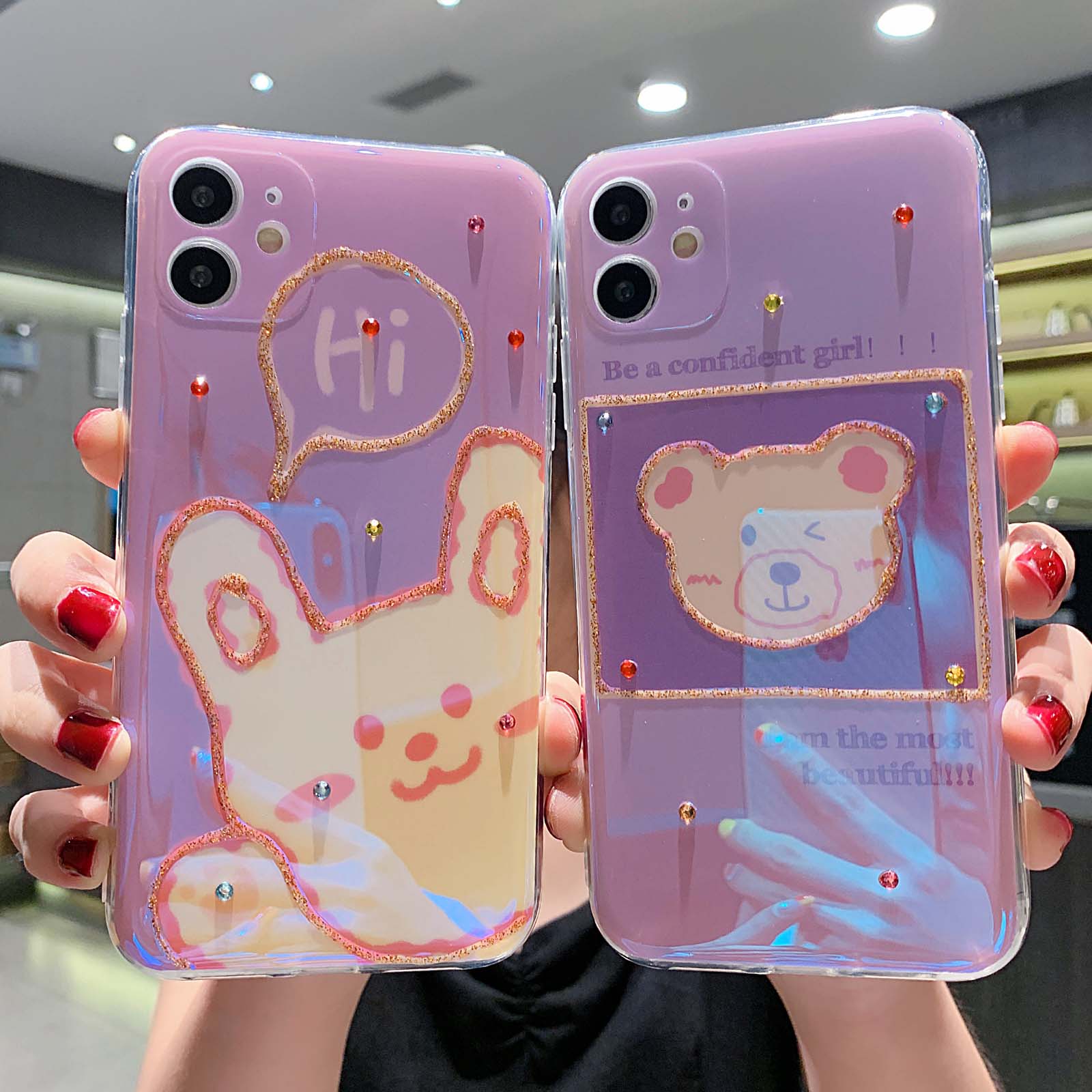 Cute Cartoon Purple Bear Phone Case For Apple Iphone 11 11pro 11promax X Xs Max Xr 7 7 Plus Diamond Bling Soft Silicone Cover Fundas Shopee Philippines