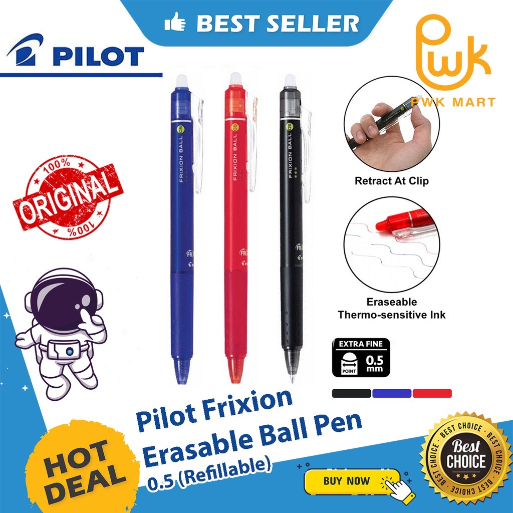 Pilot Frixion Erasable Gel Pen 0.5 / 0.7 (Refillable Gel Pen) Shopee
