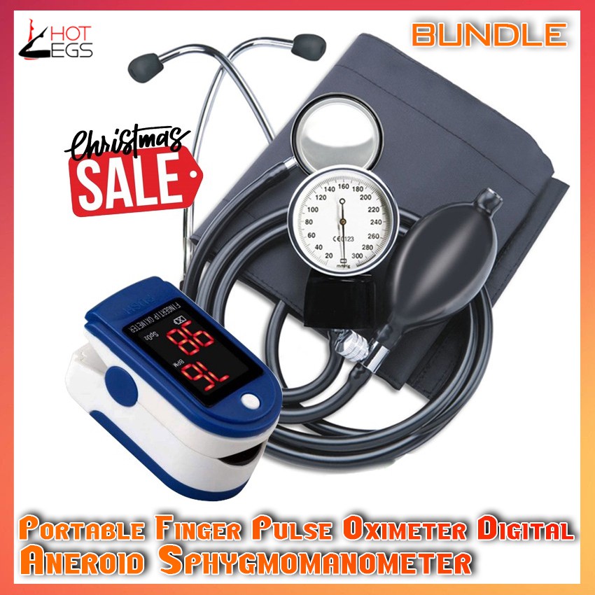 (BUNDLE) Aneroid Sphygmomanometer SET WITH Portable Finger Pulse