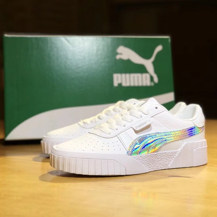 puma cali white silver