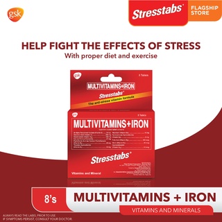 Stresstabs Multivitamins + Iron 8 tablets for fatigue, mental focus, memory, skin, immunity