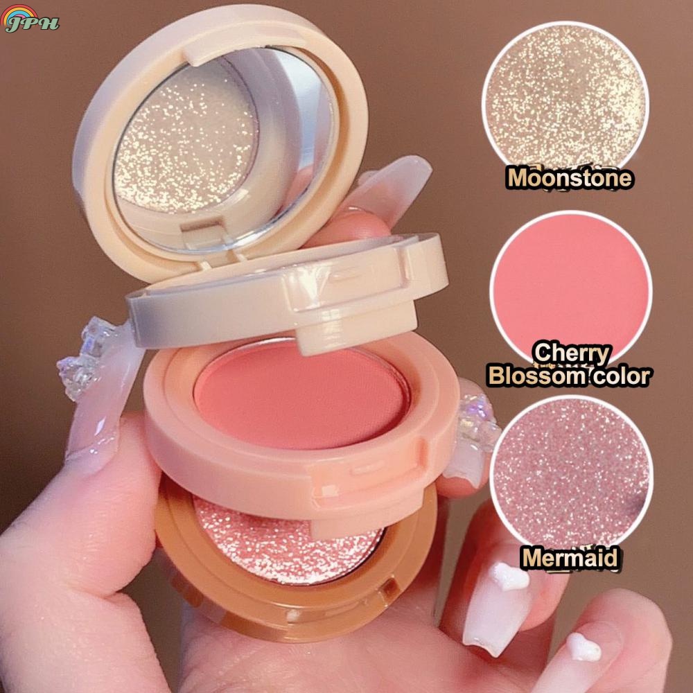 3 In 1 Matte Highlighter Blush Palette Pearly Blush Shiny Eyeshadow Multifunctional Face Makeup 