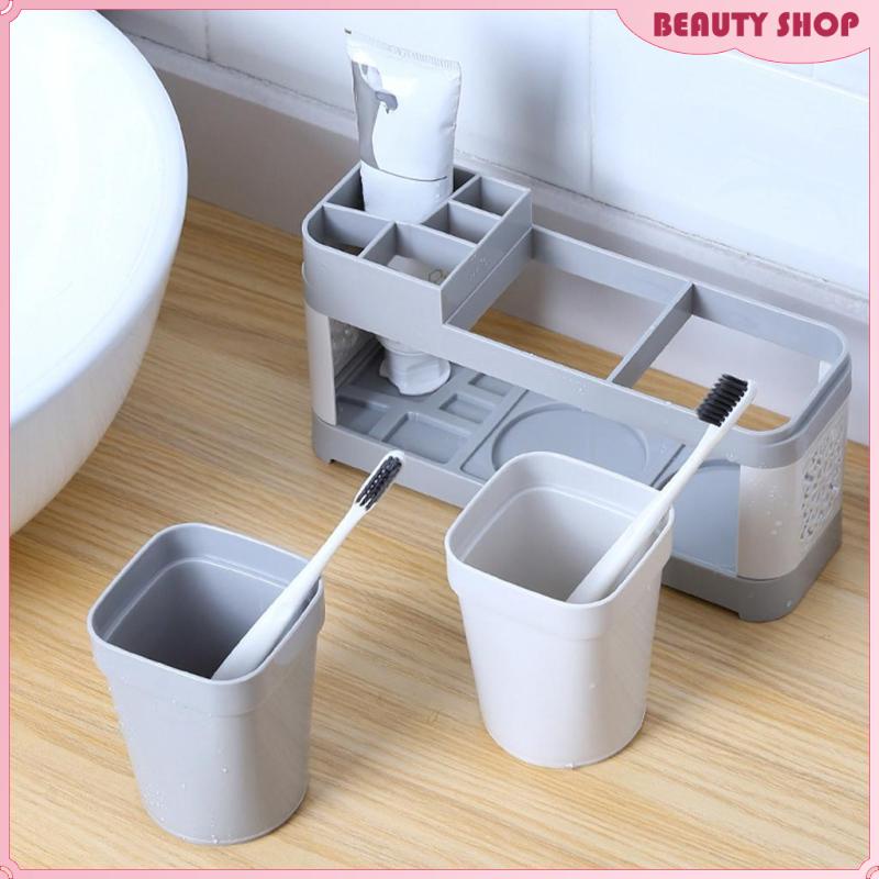 [Wishshopelxj] Toothbrush Holder  Storage Caddy Set for Vanity Counter Sink Family Adults