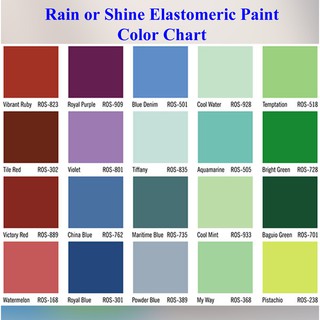 Rain or Shine Elastomeric Waterproofing Paint Pail / 16 Liters Chart ...