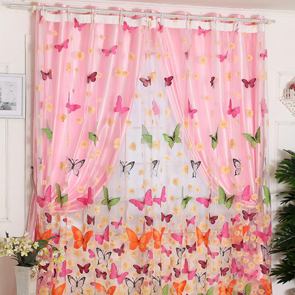 Butterfly Voile Flock Yarn Polyester Door Window Curtain Shopee