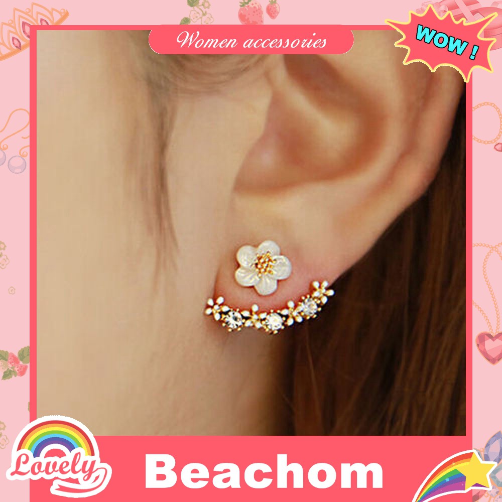 1Pair Women Fashion Flower Crystal Ear Stud Earrings Earring Jewelry