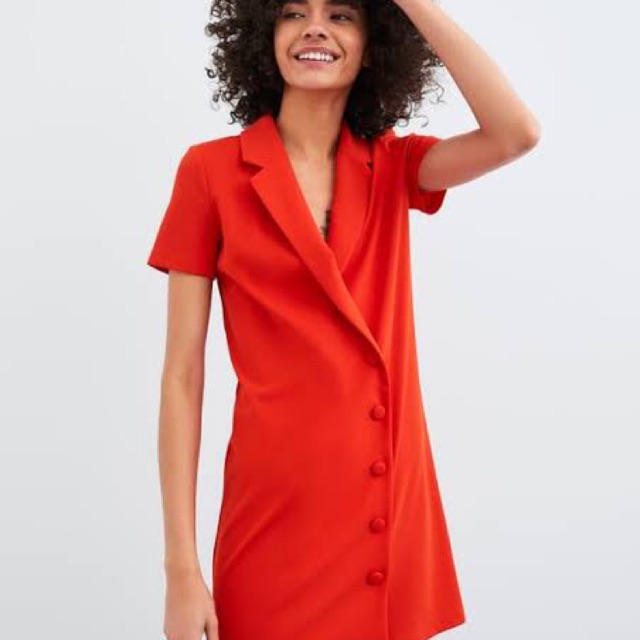 orange blazer dress zara