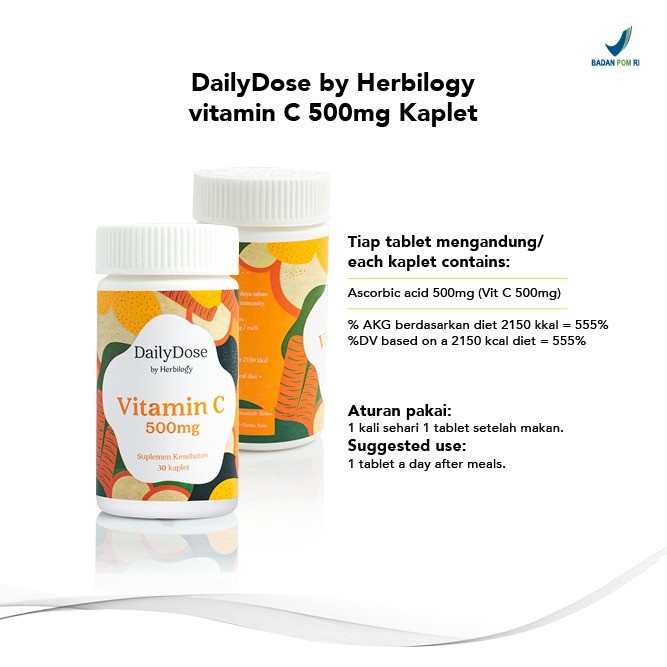 Dailydose by Herbilogy Vit C 500mg 30 Tabs Vitamin C Safe For Back