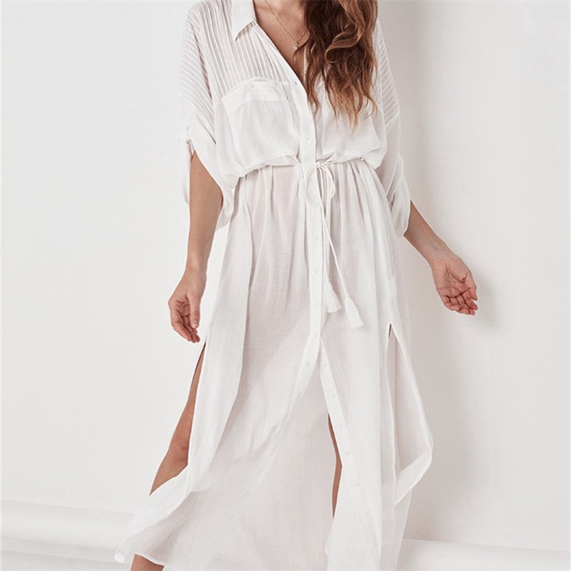 white maxi swim cover up