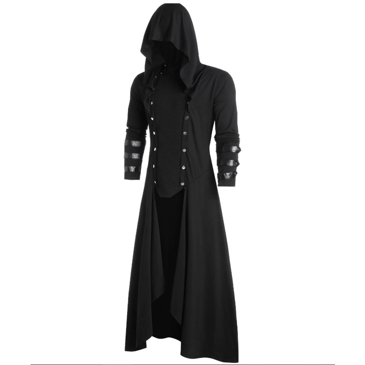 {Negotiable price}Mens Coat Long Jacket Gothic Steampunk Cloak Hooded ...