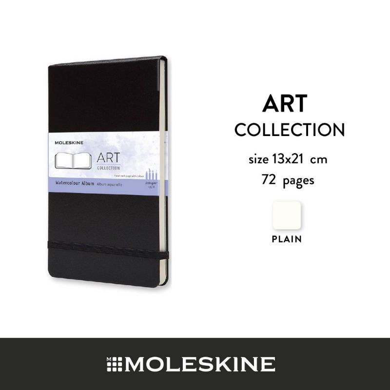 Moleskine Art Plus Hard Cover Sketch Album Plain 5 x 8.25 Students Sketch Pad for Drawing Large Sketchbook for Teens Artists Black Watercolor Painting 