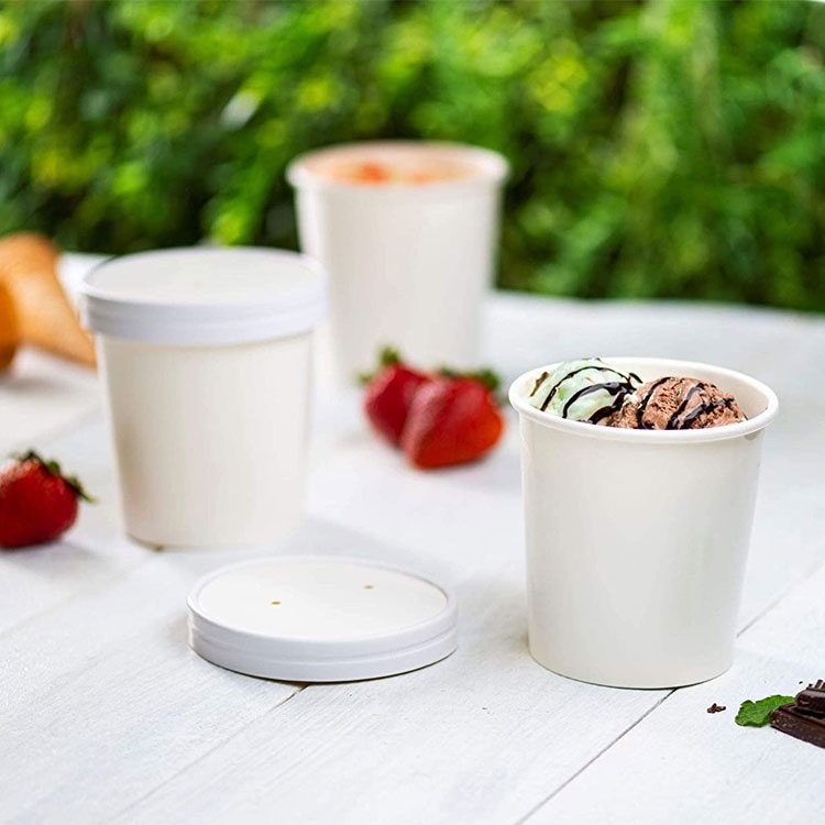 10pcs White Ice Cream Container Tub Takeout tub Pint Size Eco-friendly ...