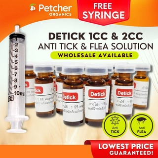 Petcher Detick and Alprocide 1cc & 2cc with Free Syringe Anti Tick and Flea Spot on Treatment