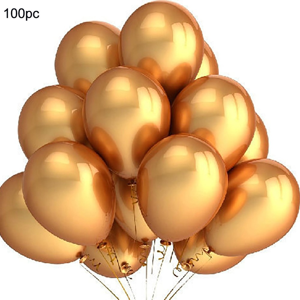 100Pcs Gold Balloon 12 Inch Party Decoration Latex Balloon | Shopee