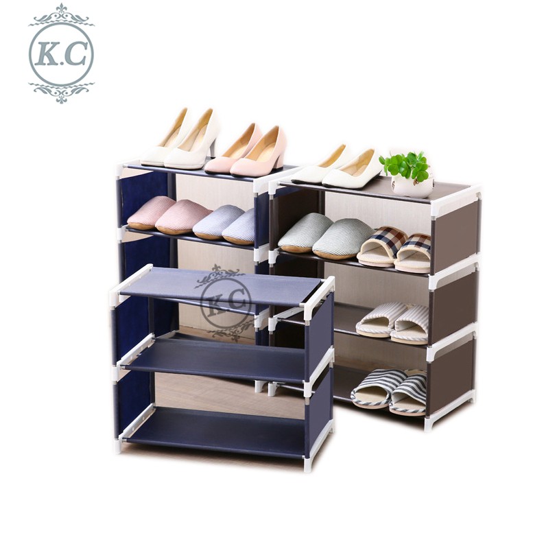 K C Good Quality Zh1175 4 Layer Cloth Shoe Rack Organizer Shopee Philippines