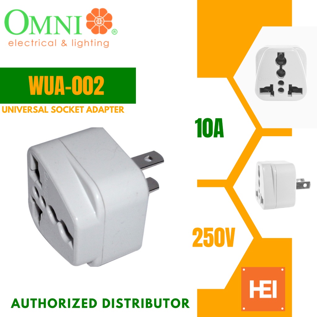 OMNI Universal Socket Adapter / Adaptor 10A 250V WUA-002 | Shopee ...