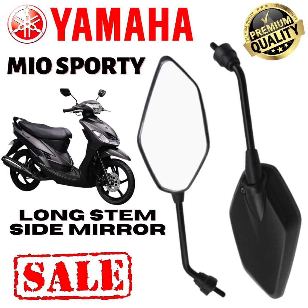 YAMAHA MIO SPORTY (1 SET) LONG STEM SIDE MIRROR YAMAHA MOTORCYCLE BLACK